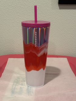 Starbucks Winter Holiday 2021 Pink Red White Swirl Venti Tumbler New
