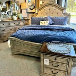  Lodenbay Antique Gray Upholstered Panel Bedroom Set... 3-PIECE (BED, DRESSER, NIGHTSTAND)