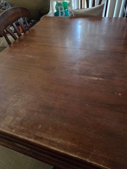 FREE TABLE with 5 redone chairs, and a leaf to make bigger!