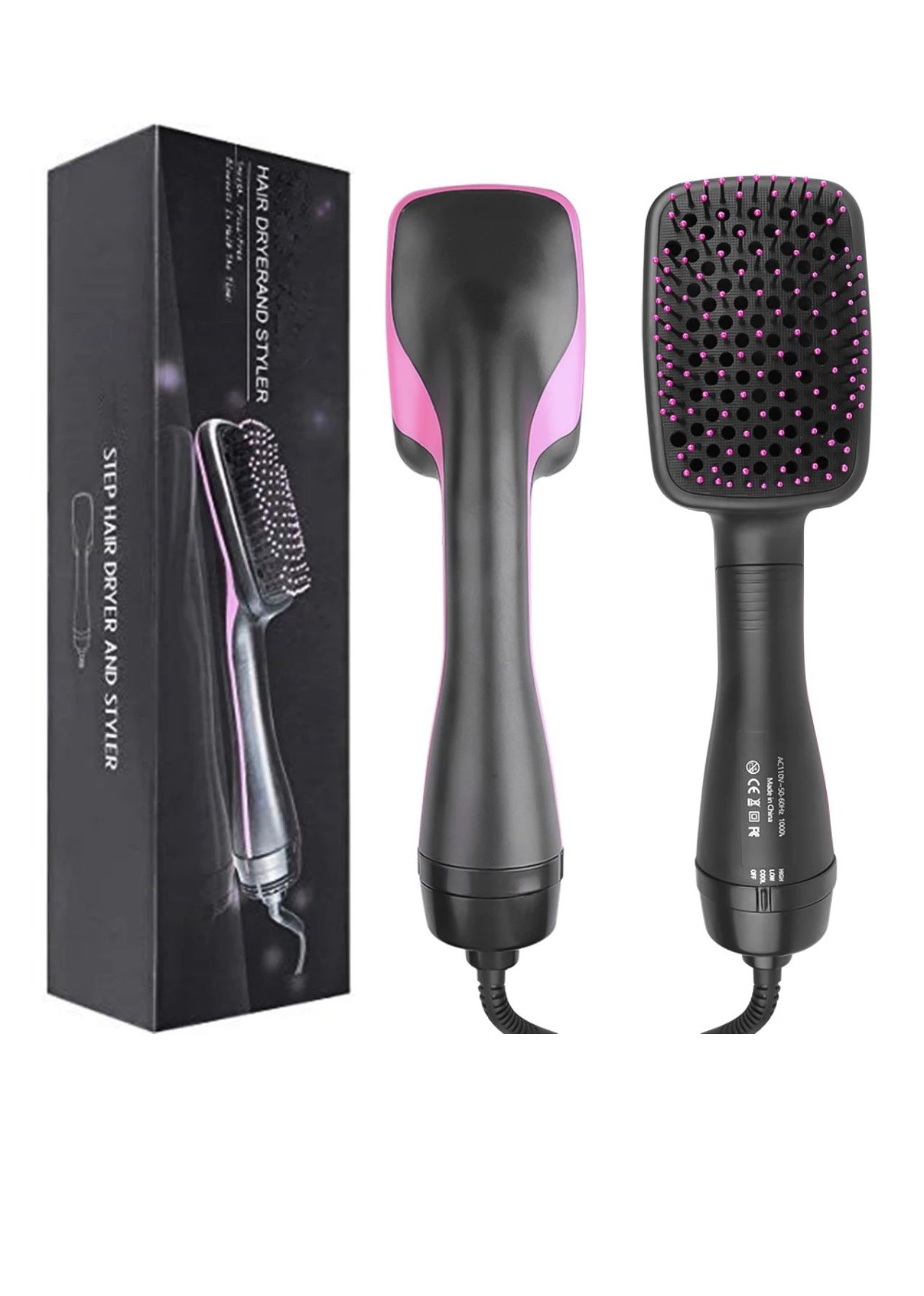 One-Step Hair Dryer and Styler | Detangle, Dry, and Smooth Hair, (Black)
