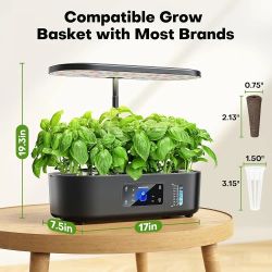 Ahopegarden Hydroponics Growing System Kit Indoor Herb Garden with Grow Light 12 Pods, with LCD Touch Panel Hydroponic Planter, Planting Height Up to 
