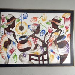 THREE WOMEN ! ISLAND PAINTING 