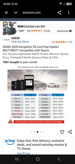 XGEEK 2026 Navigation SD Card for Toyota