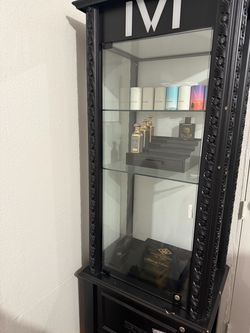 Black Ornate Glass Display Cabinet