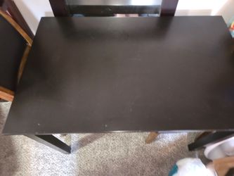 small black kitchen table & 3 wood chairs