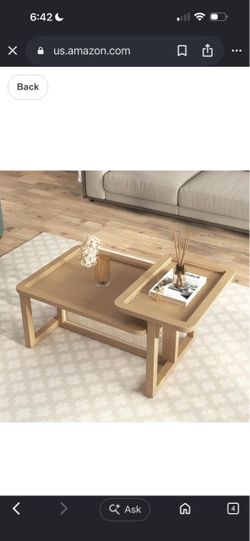 39.6” Modern Nesting Coffee Table Set Rattan Wood+ MDF with Shelf Storage for Living Room, Natural
