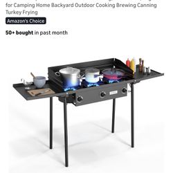 ROVSUN 3 Burner Gas Stove with 2 Side Shelves, 225,000BTU