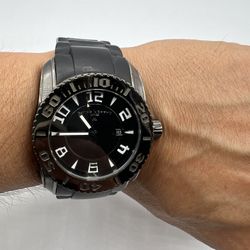 Swiss Legend Commander Black Diver Watch Date Quartz Needs Battery