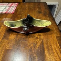 Vintage Hull Art Pottery USA Woodlands Burgundy Black Green Planter 71