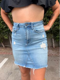 Calvin Klein Jeans Distressed Denim Mini Skirt - Size 25
