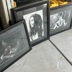 Framed Pictures 2pac, Bob Marley, Bruce Lee