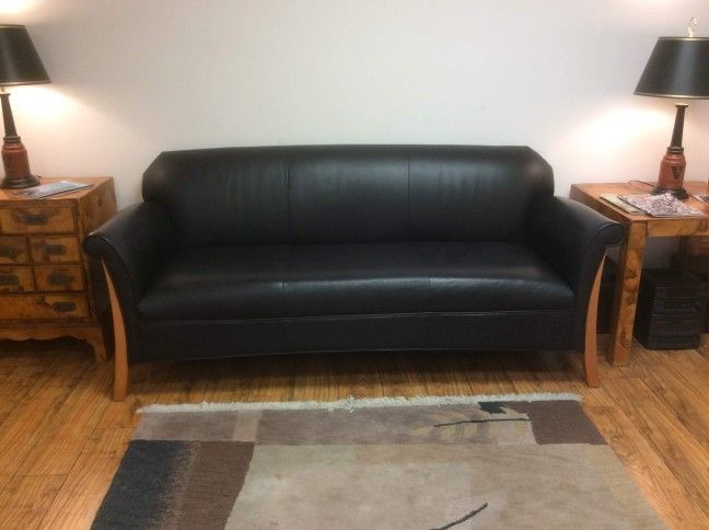 70" Black Leather Sofa