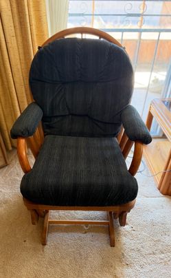 Wood Glider Rocking Chair with Black Cushions