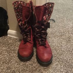 Red Floral Doc Marten Boots
