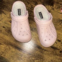Light Pink Fuzzy Crocs Size 7