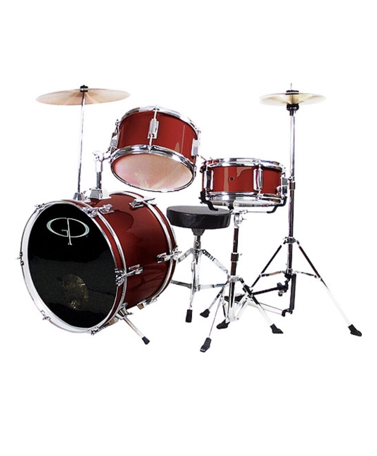 New In Box xxxxx GP Percussion GP50WR Complete Junior Drum Set - 3 Piece - Wine Red