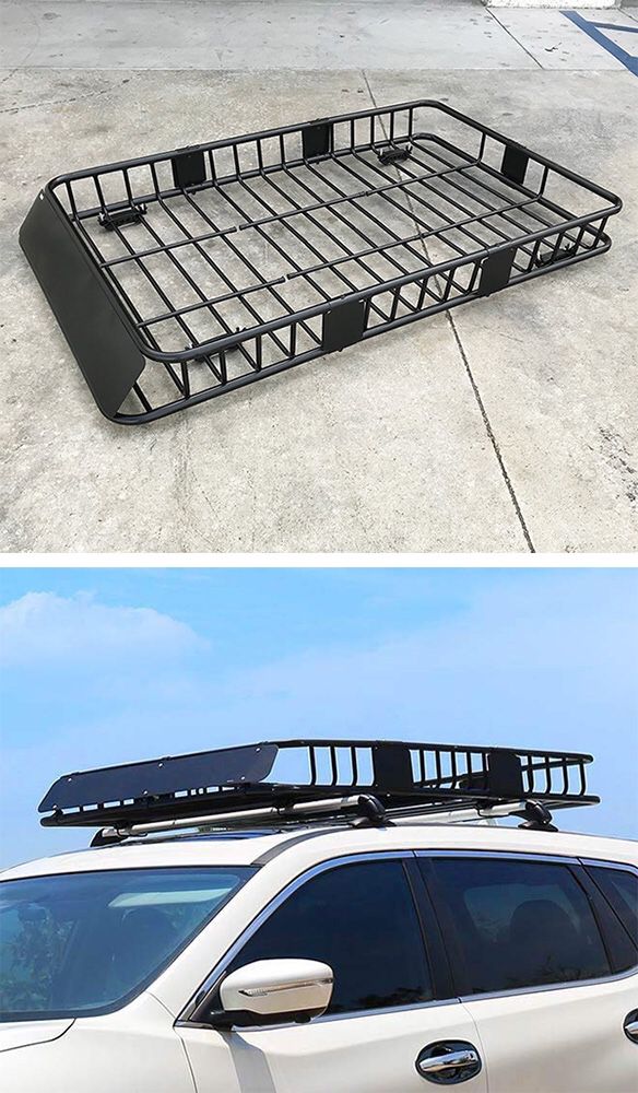 New $110 Universal Roof Rack Car Top Cargo Basket Carrier w/ Extension Luggage Holder 64”x39”x6.5”