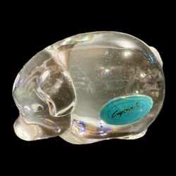 Rare Vintage Goebel Pig Crystal Glass Paperweight Figurine Art Glass