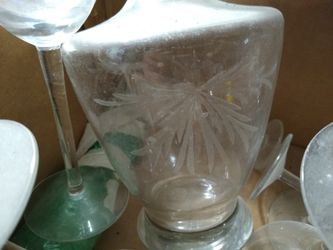 Vintage Crystal Decanter w/ Stopper & Glasses