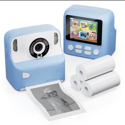 Open Box Instant Print Kids Toy Camera - Video, Games, 3 Paper Rolls Included