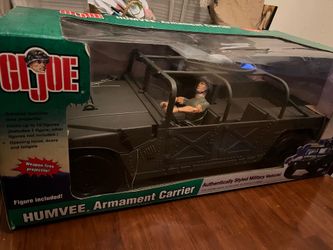 Vintage GI Joe Humvee Armament Carrier with original box and driver figure included.