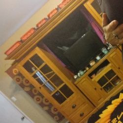 3 Piece Wooden Entertainment Center VERY HEAVY!! Just Added New Pictures