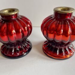 Red Mercury Glass Candleholders 