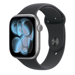 Apple Watch Series 11 [GPS 46mm] Smartwatch with Space Gray Aluminum Case with Black Sport Band