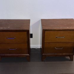 Two Mid Century Nightstands Real Wood!!