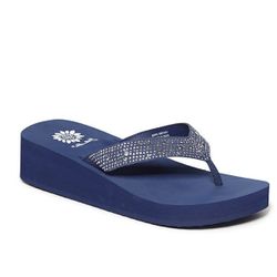 Navy Wedge Sandals
