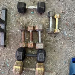 Dumbells And Rack And Plates 80 Cents A Pound