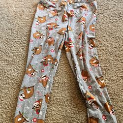 Christmas Theme Sloth PJ Bottoms - Women’s - Medium