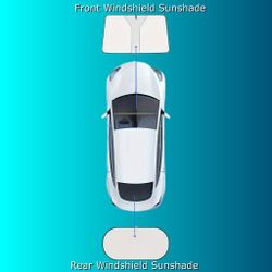 2pcs Foldable Car Front and Rear Windshield Sunshade, Sun Ray Protection and Heat Reflector