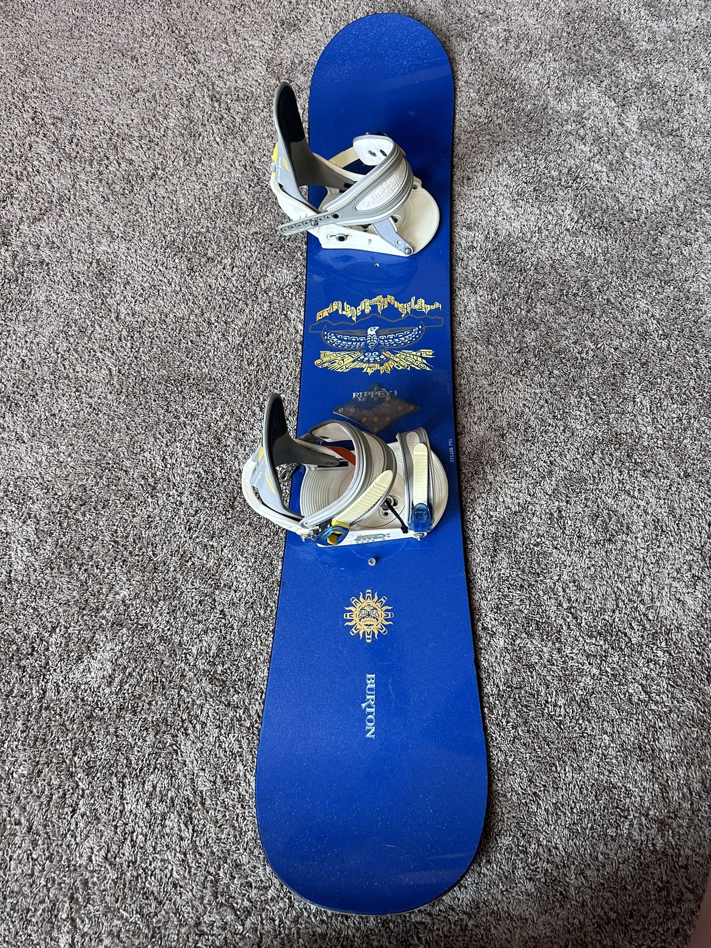 Vintage Burton Jim Rippey 156 cm snowboard with Burton bindings and snowboard gear for the fami