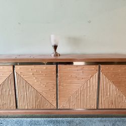 Vintage Solid Wood With Bamboo Accent Dresser