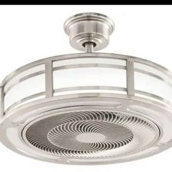 Sturdy Elegant Brette III Ceiling Fan 23 In. Remote, LED, Brushed Nickel