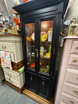Newly Refinished Black Cabinet Hutch