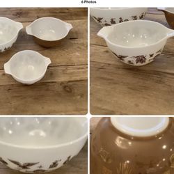 Vintage Pyrex Three Bowls Early American 