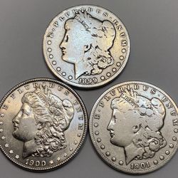 1899-O, 1900-P & 1901-S MORGAN SILVER DOLLARS