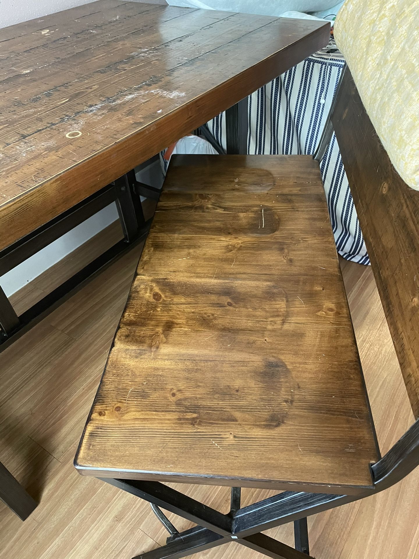 Counter Height Wooden Table w/ chairs and bench