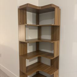 Walnut wood grain bookshelf/pantry