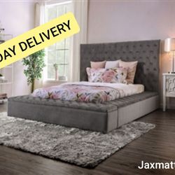 Light Grey Storage Bed Frame New 