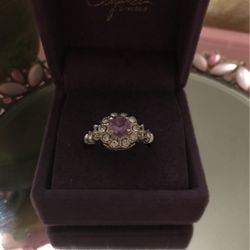 Beautiful Sterling Silver Amethyst Purple Stone Ring 