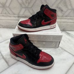 Size 4 Youth Nike Air Jordan 1 Mid GS 'Black+Red=Bred'
