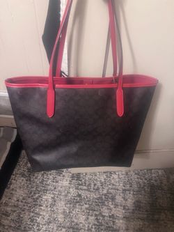 Coach Signature Tote Bag Brown and Red