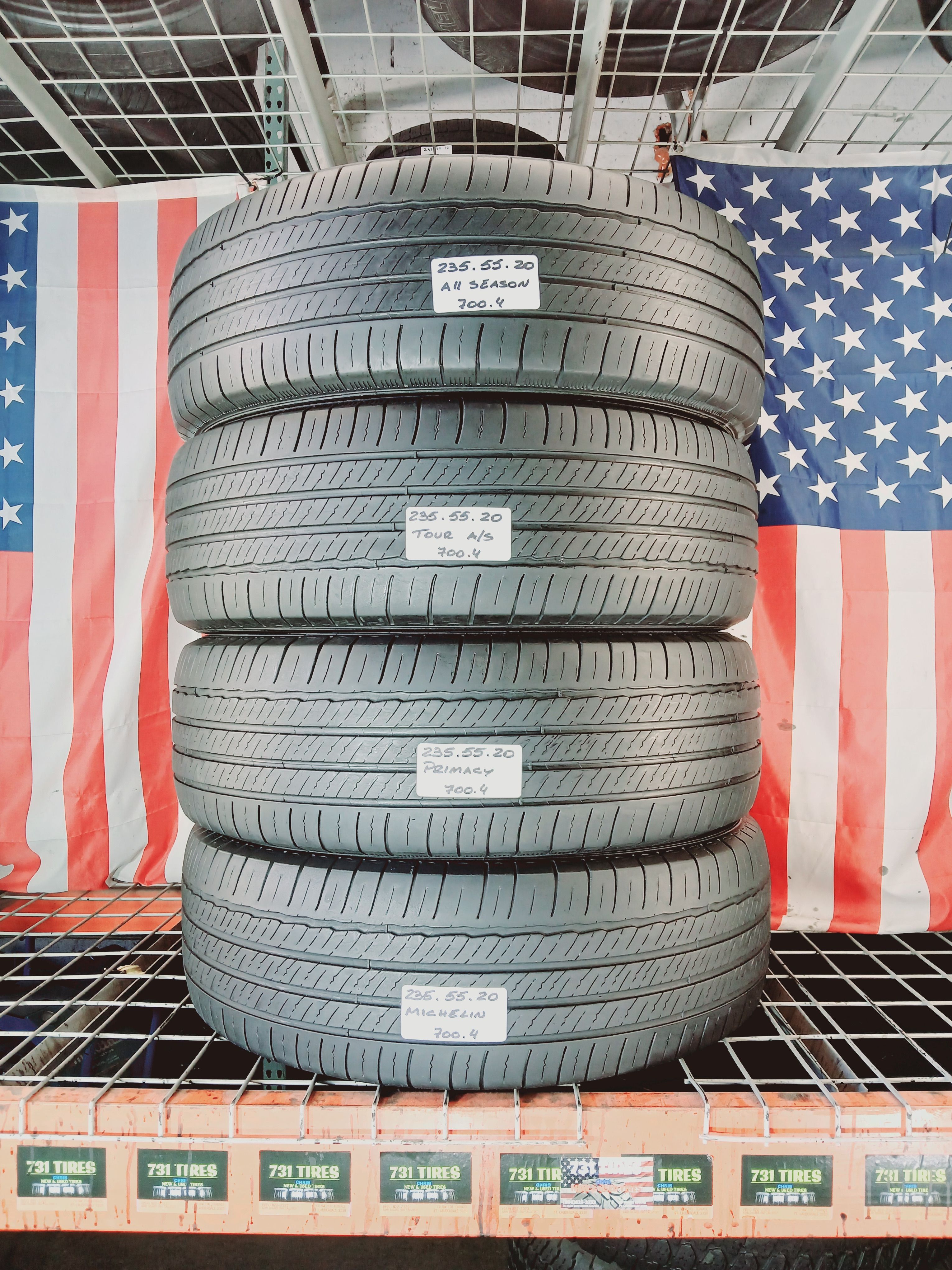 235/55R20 MICHELIN PRIMACY TOUR A/S Grand Touring All-Season P235/55R20 USED TIRES SET 235 55 20