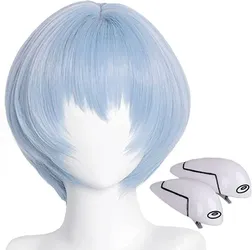 Ayanami Rei EVA Short Blue Bob Cosplay Wig with Hair Clips
