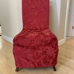8 Red Dining Room Chair Covers. 4 used once and 4 brand new    