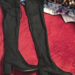 Over The Knee Suede Black Boots Size 7
