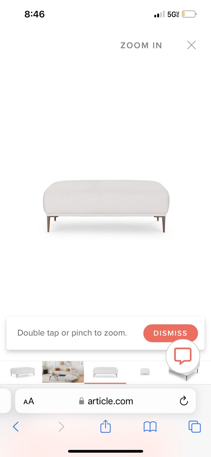 Article Abisko Ottoman- Quartz White